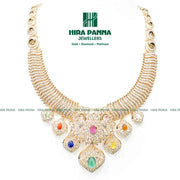 Traditional Open Come Close Setting Navaratna Lakshmi Devi & Peacock Neckwear